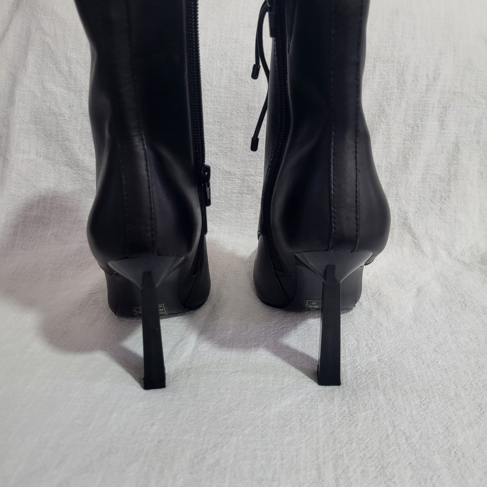 Aldo Began 001 Black Stiletto Heeled Boots with Lace-Up Design - Picture 5 of 6
